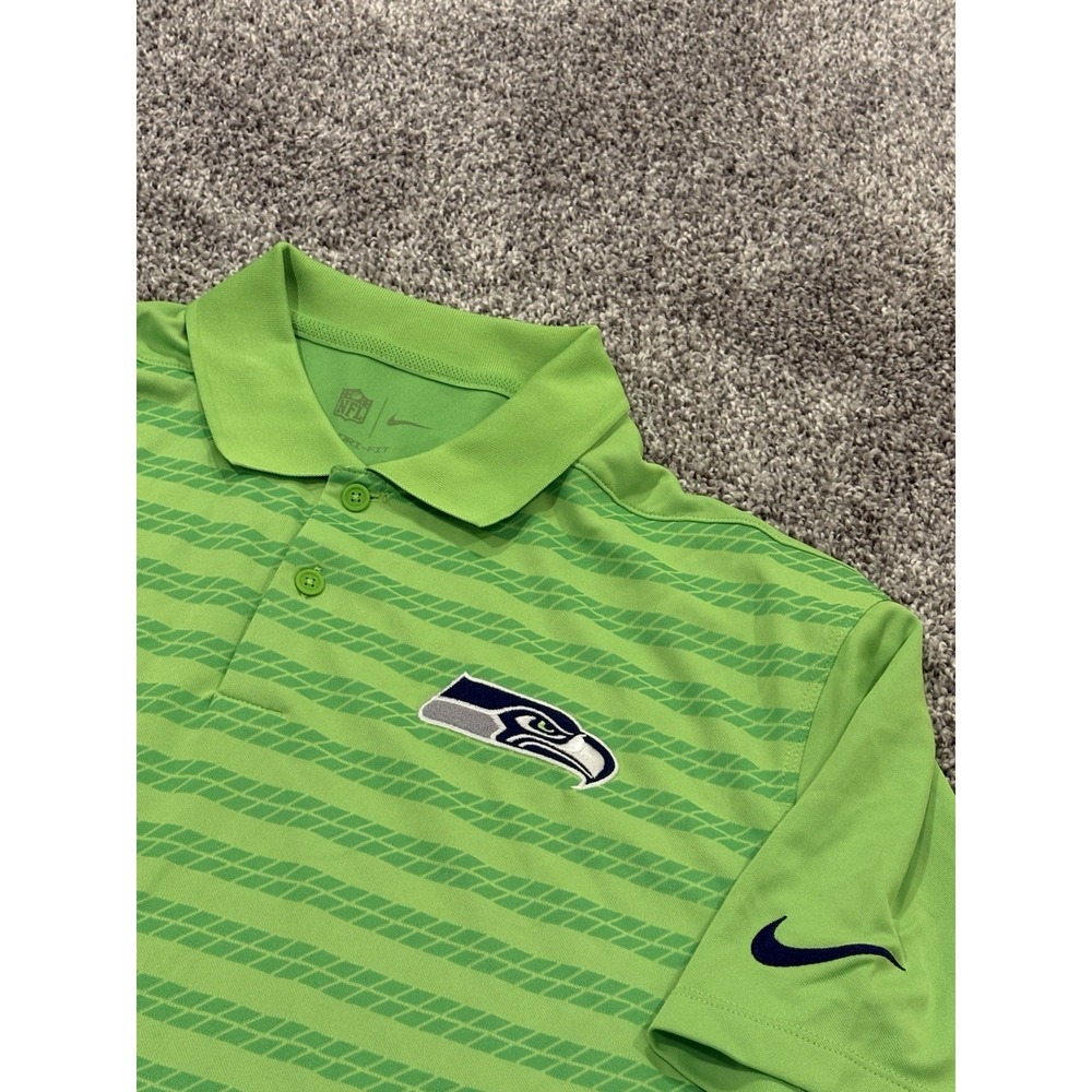 Nike Seattle Seahawks Dri-FIT Polo Shirt Mens Medium‎ Green NFL Sideline Stripe